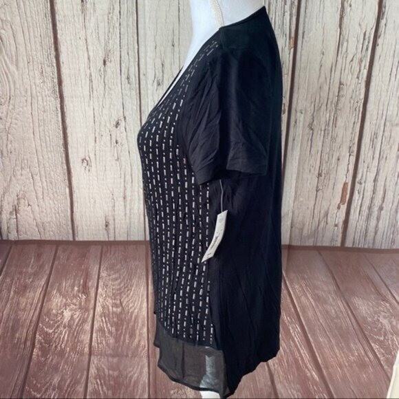 ANA Tee Shirt Top Womens Medium Black Studded Viscose Stretch casual NWT - Picture 5 of 8
